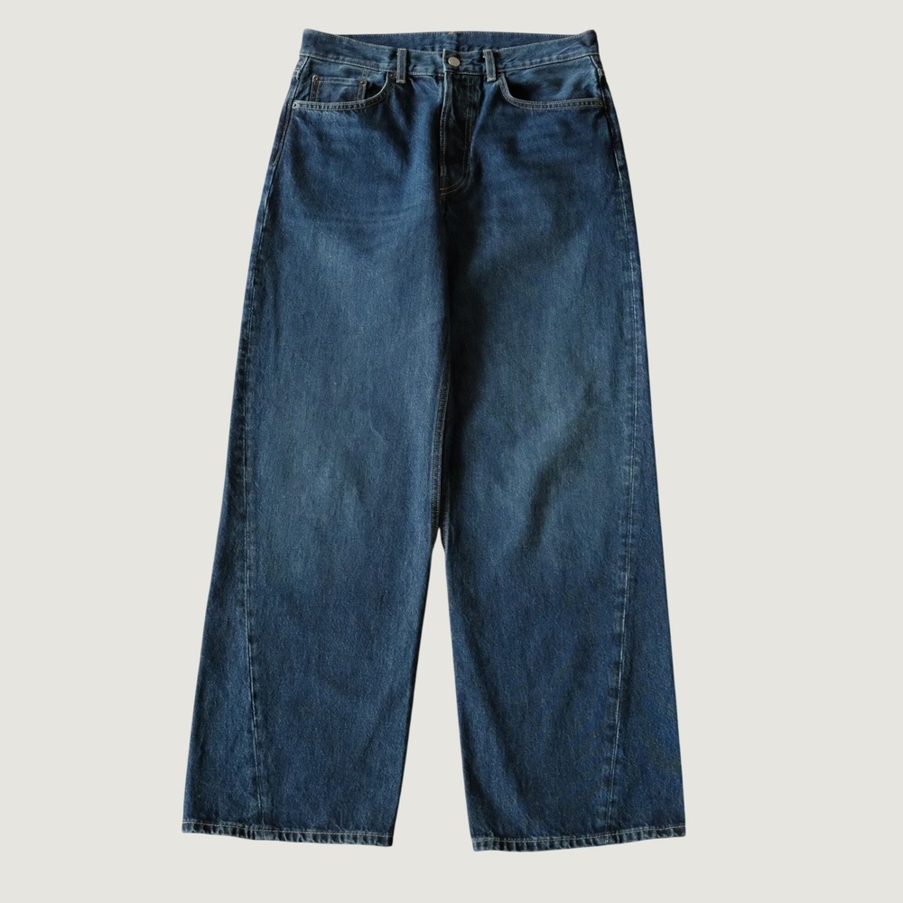 COS Wide Leg Jeans Blue Denim Darted Hem High Rise Minimalist Pants Baggy Y2K